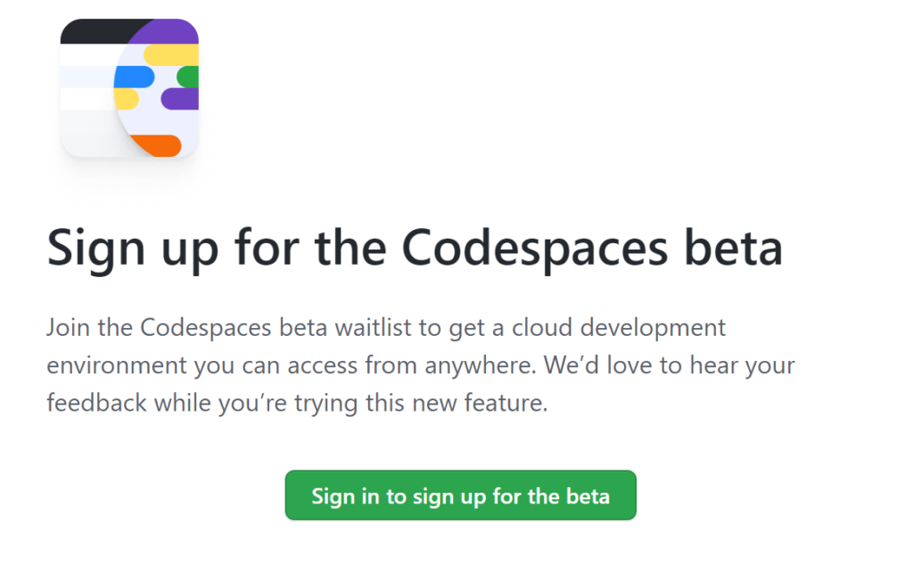 Sign up for the Codespaces beta
